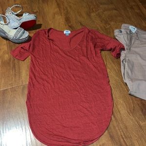 Old Navy Solid Color Red long Tee XS
